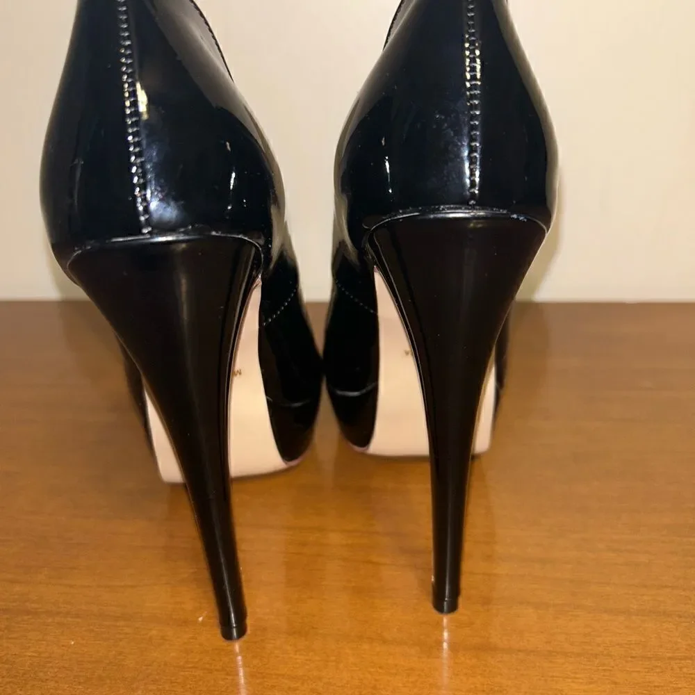 Patten leather open toe platform stilettos size7
